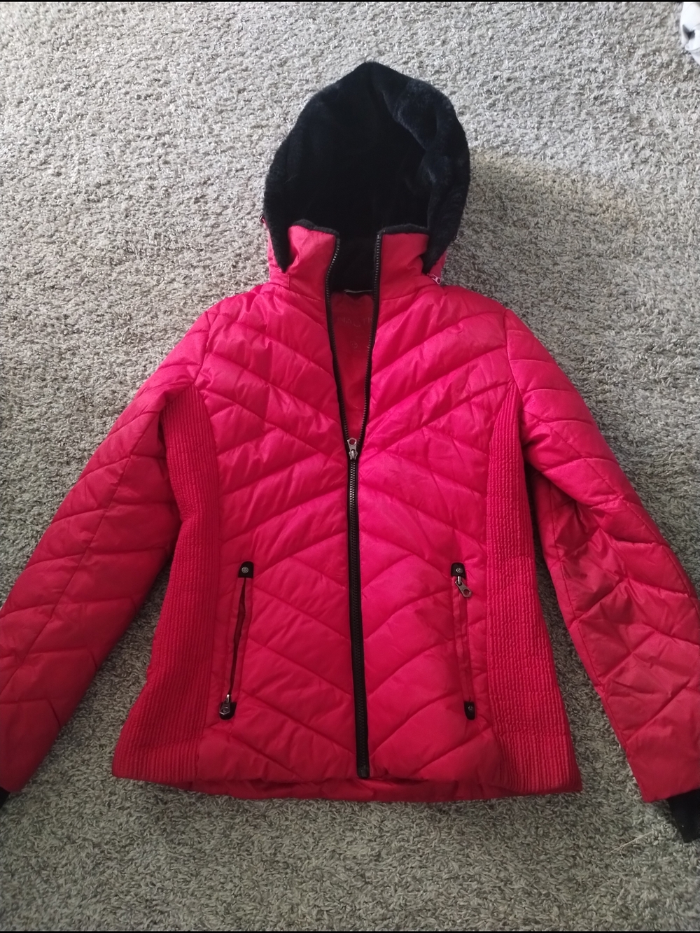 Women's Bright Pink Quilted Hooded Jacket